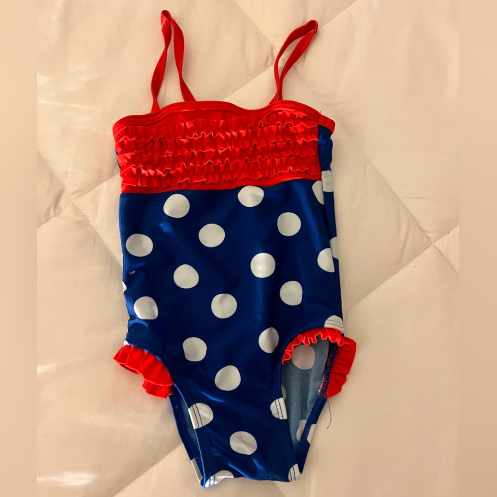 4th of July  Polka Dot One Piece Swimsuit Blue and Red